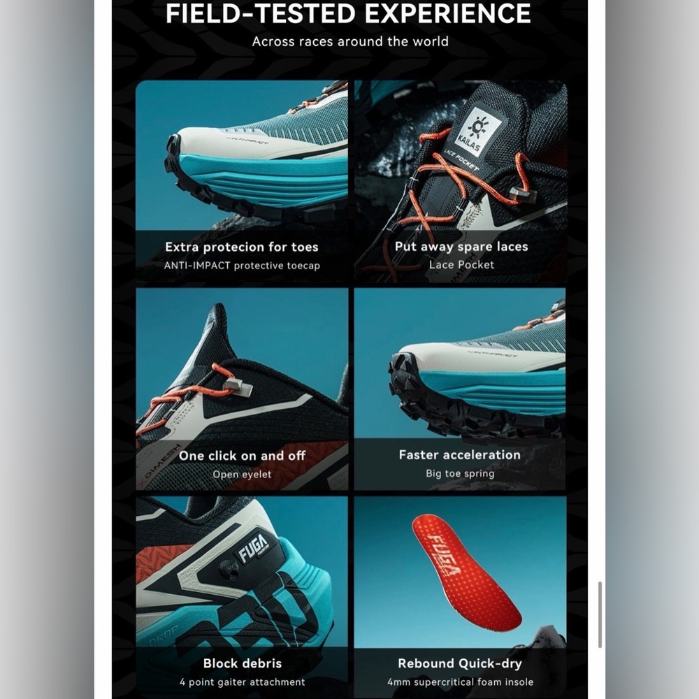 New NIB Kailas FUGA EX 330 Trail Running Shoes Women's Size 8 - Picture 14 of 15